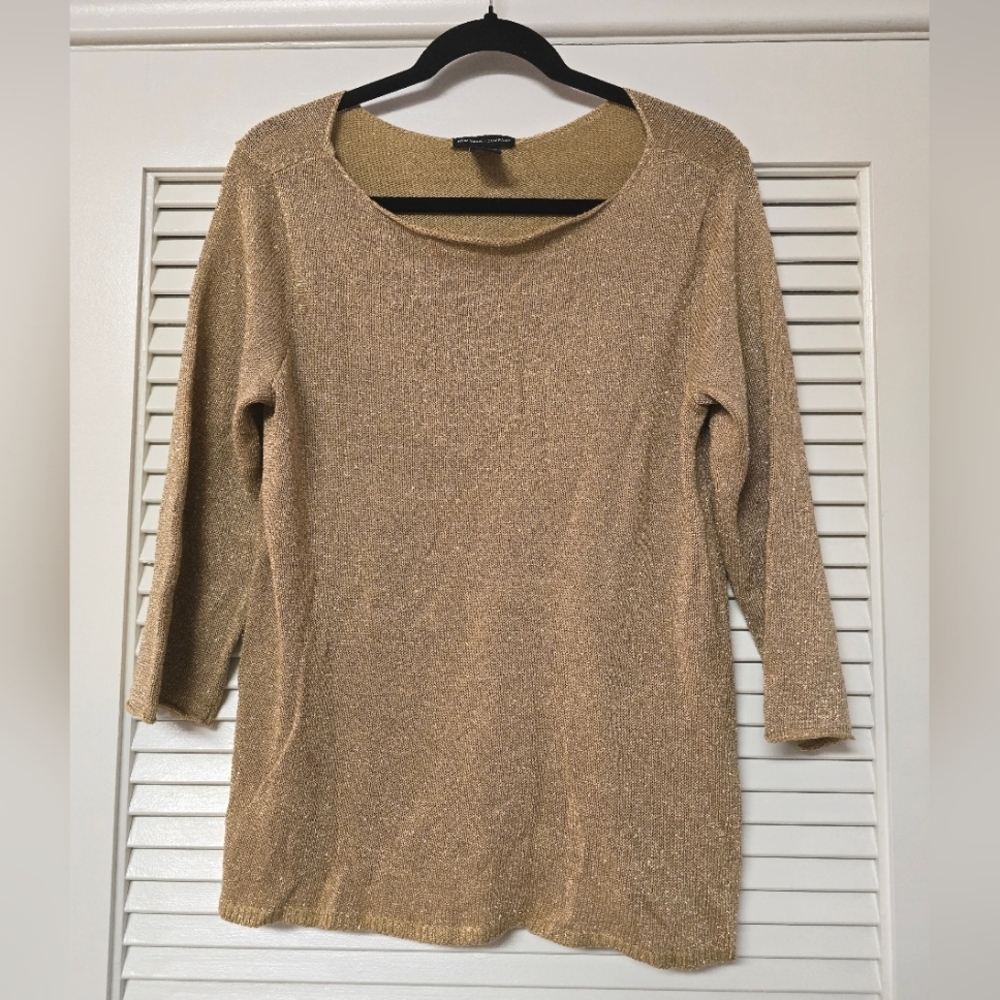 New York & Company - Gold Sparkly Thread Long-Sleeve Top